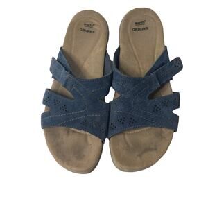 Earth Orgins Women's Size 11 Blue Slide Leather Comfort Sandals